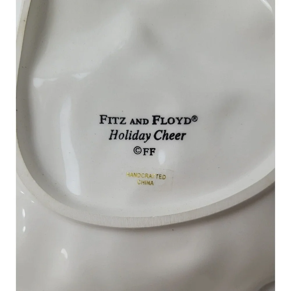 Fitz & Floyd Holiday Cheer~Santa Porcelain Cookie Plate Dish~2008